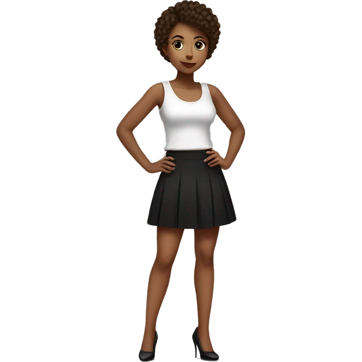 red hired girl in white tank top black skirt and heels emoji