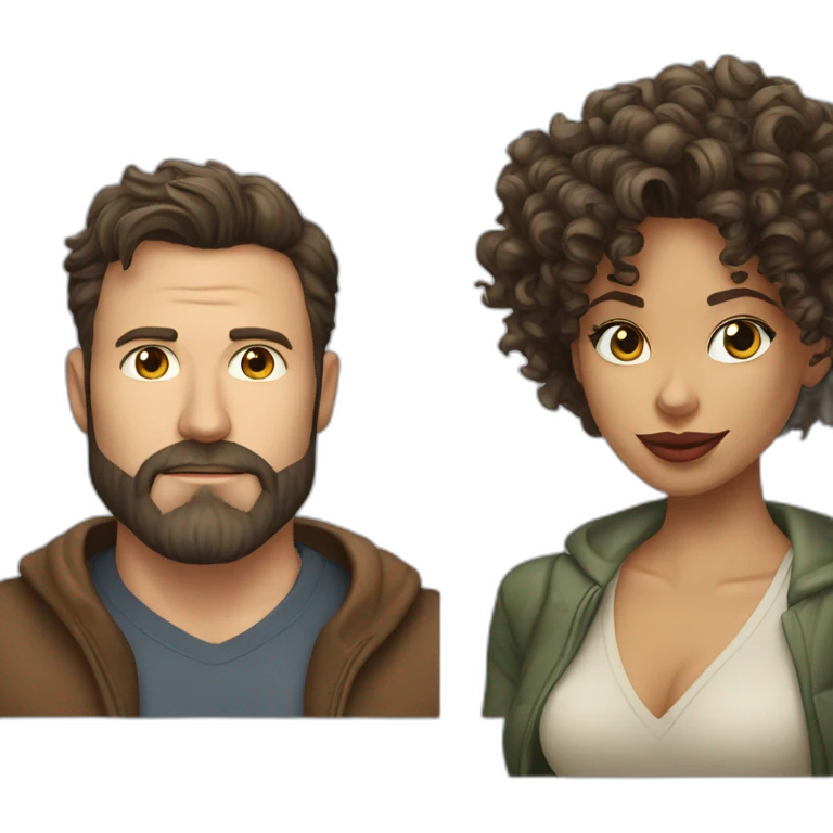 Ben Affleck with full beard and Jennifer Freeman with curly hair emoji