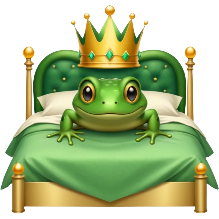 Frog with crown in a double bed  emoji