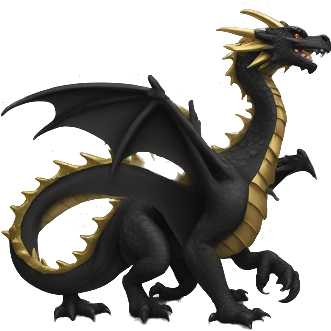 big black dragon and small gold dragon emoji