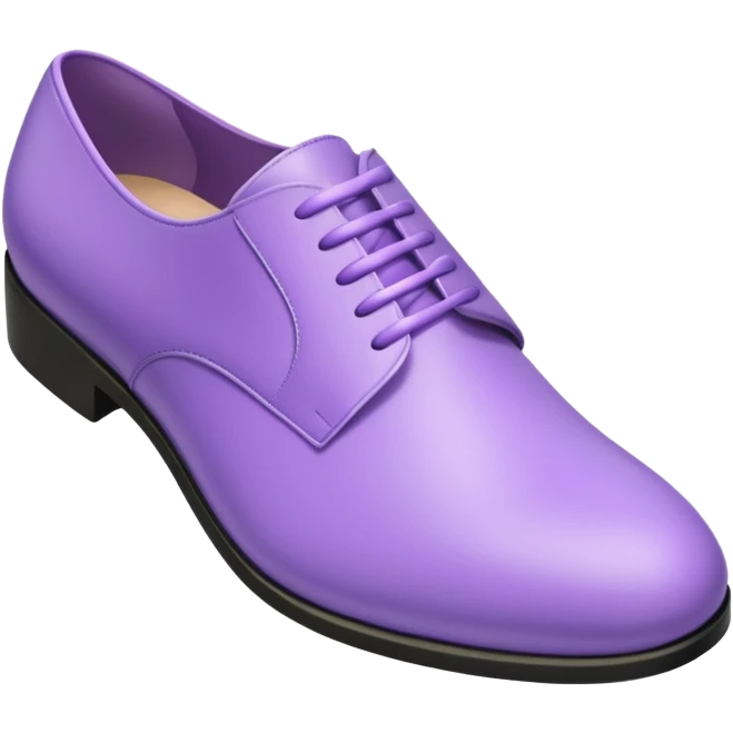 A 3D cartoon lavender-purple Formal shoes with soft texture,  and smooth reflections, isolated on plain background, Memoji-style. emoji
