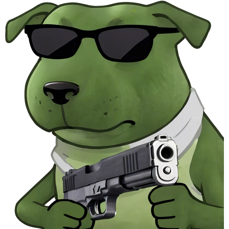 dog with sunglasses serious with a gun  emoji