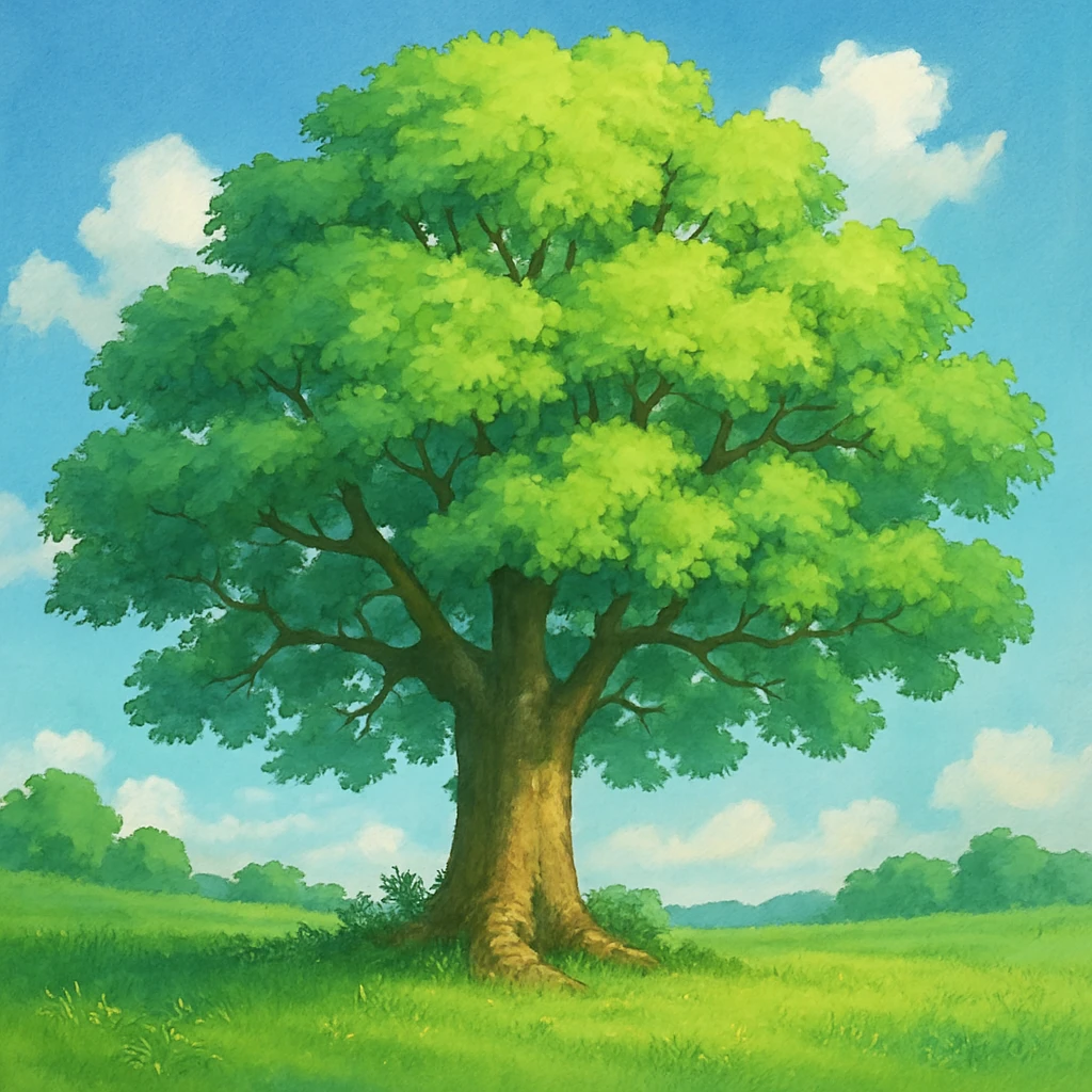 a tree in ghibli style emoji
