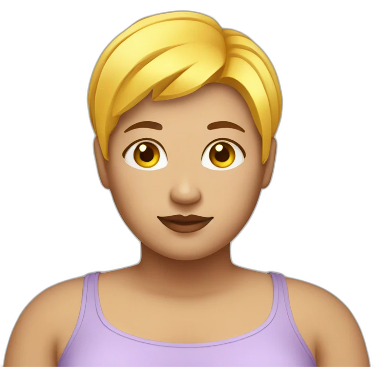 weight loss fat girl with yellow short hair and brown eyes emoji