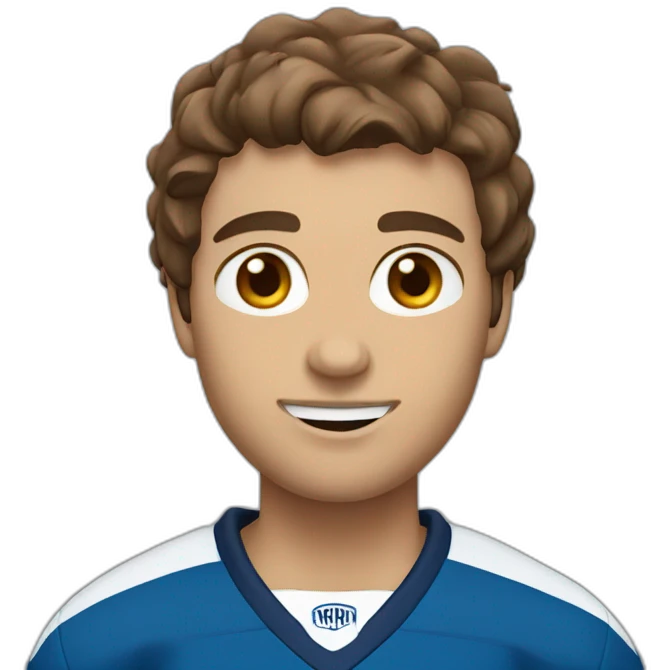 Ice hockey player with brown hair emoji