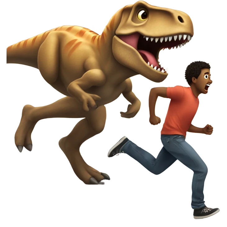 Kevin heart running from a trex emoji