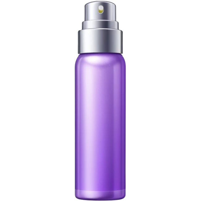 Emoji of a body highlighter spray. It is a small cylindrical purple bottle. emoji