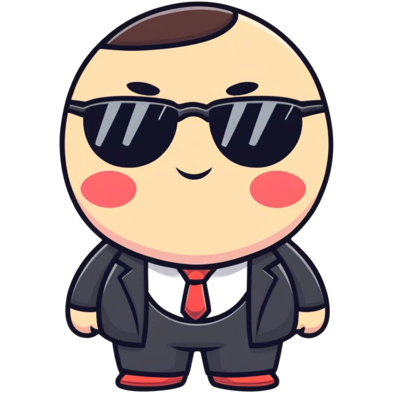 cute round mafia boss with rosy cheeks and tiny sunglasses emoji