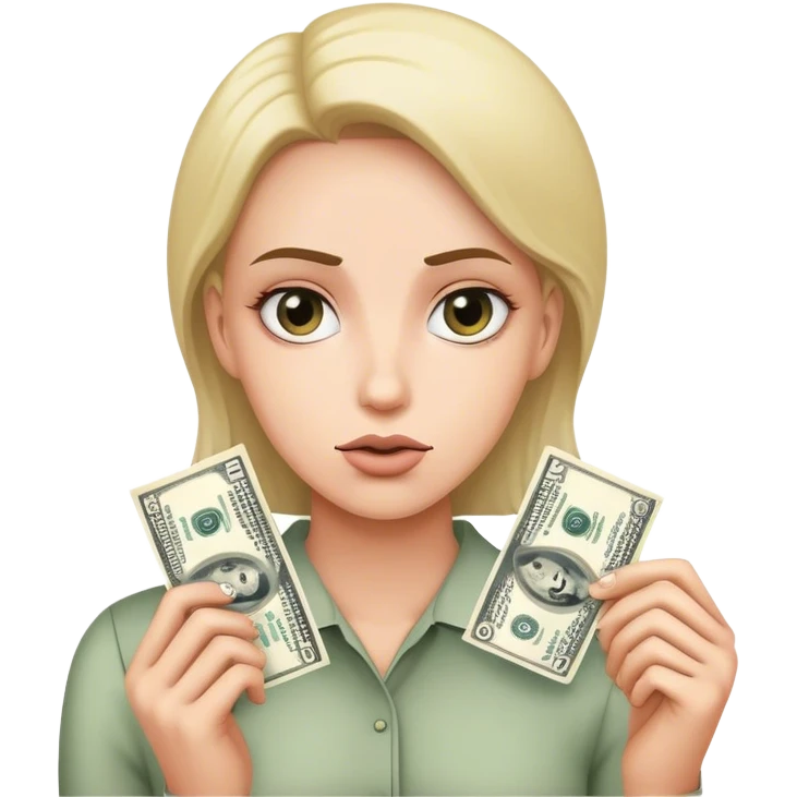 emoticon with a questioning expression holding a dollar bill emoji
