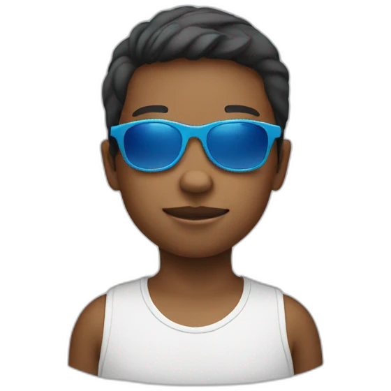 A kid 7 years old with blue sunglasses emoji