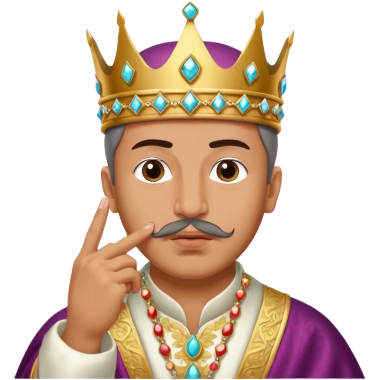 A turkish Sultan putting a finger in front of his mouth while his eyes are pure white emoji