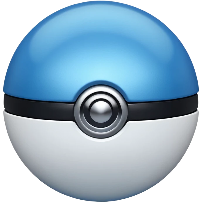 blue pokeball emoji, top half is a more saturated blue, bottom half is white, black stripe, with a metallic sheen emoji