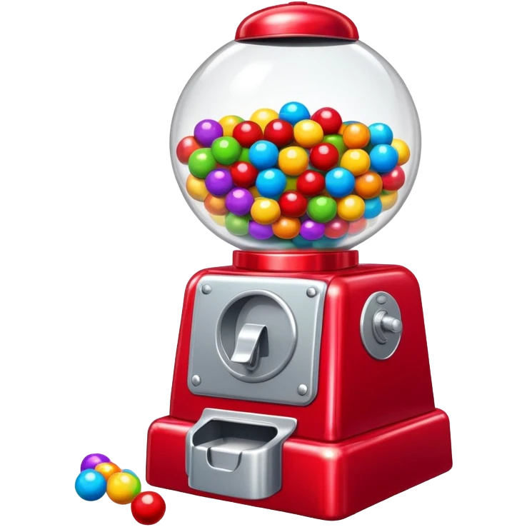 Red Bubblegum machine with multicolored gumballs emoji