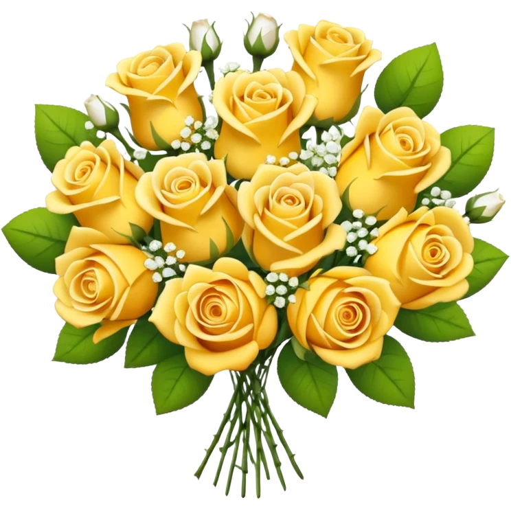 bouquet of yellow roses and white gypsophila emoji