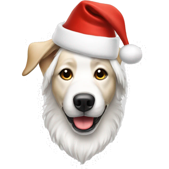 white multise dog wearing santa hat  emoji