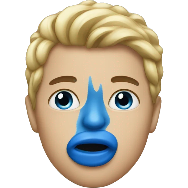 A blue kiss emoji