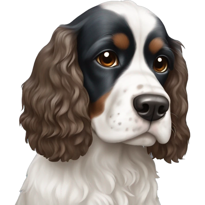 Black and white cocker spaniel blue and brown eyds emoji