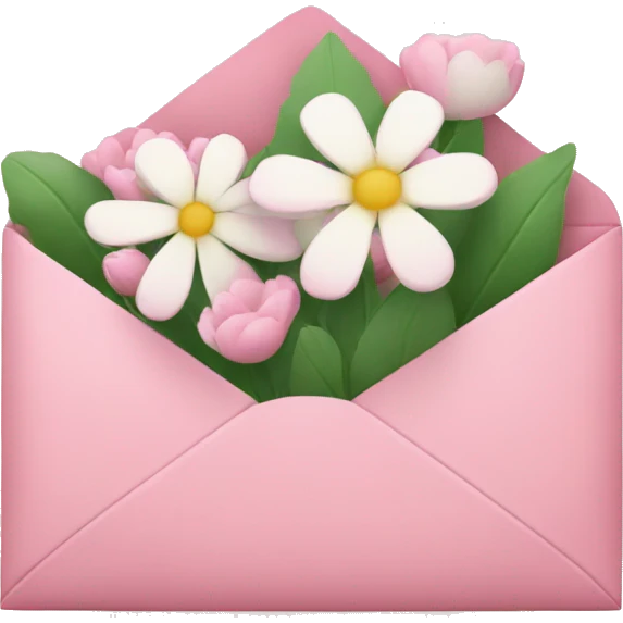 Pink envelope with white flowers emoji