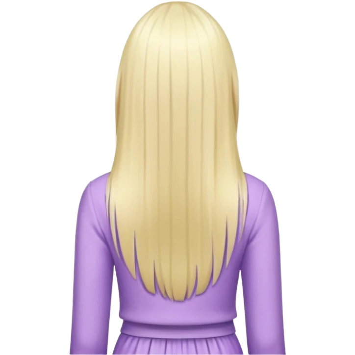 back view of a person, blonde with long straight hair, wearing pastel purple clothes, variation 4 emoji