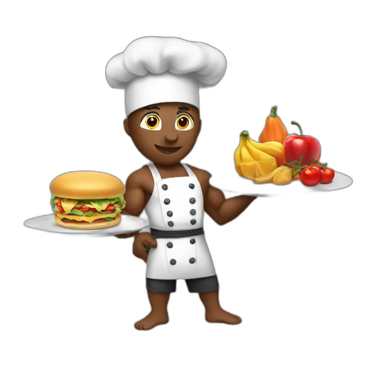 bodybuilder cooking food with chef hat  emoji