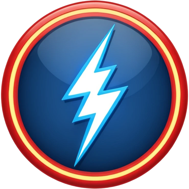 Red and blue lightening in a circle shape with effects emoji