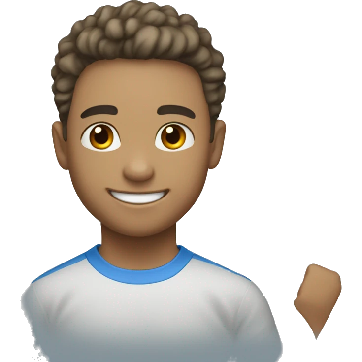 fit smiling light skin boy in blue emoji