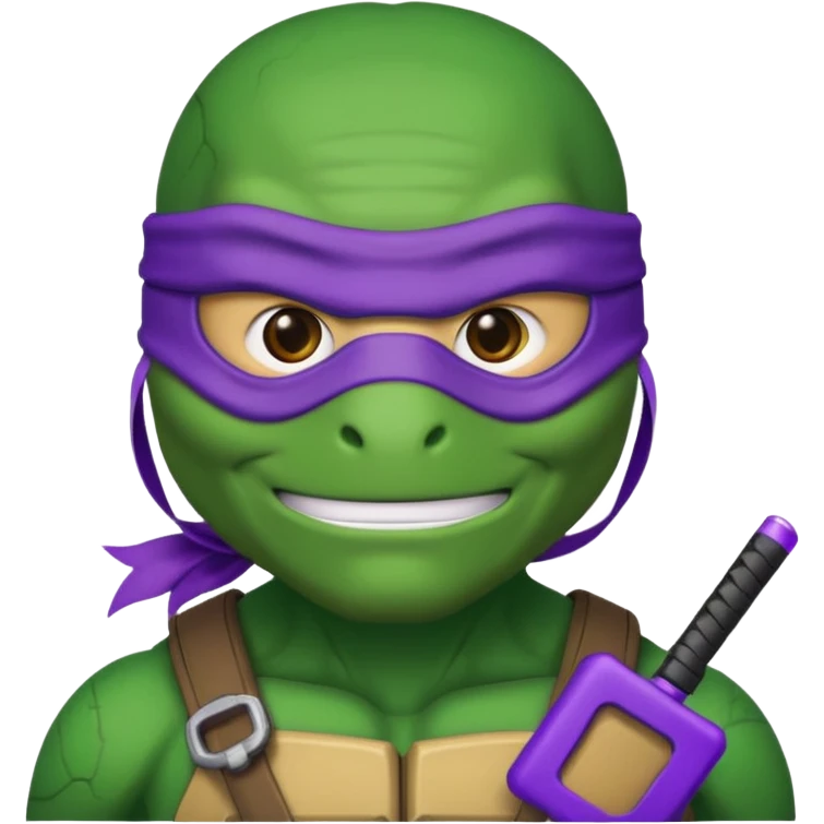 Donatello from Teenage Mutant Ninja Turtles, emoji style, with a tech accessory emoji