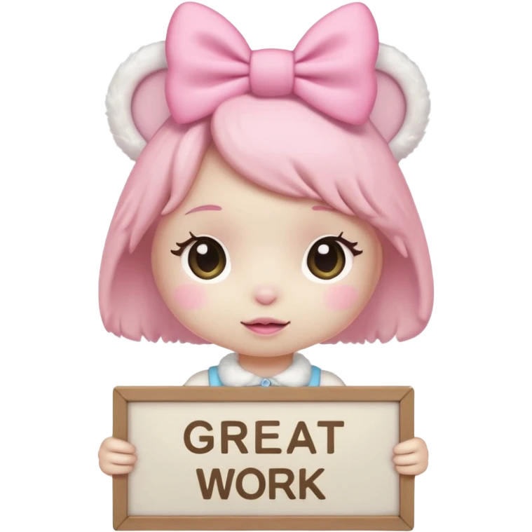 mymelody with sign that says great work emoji