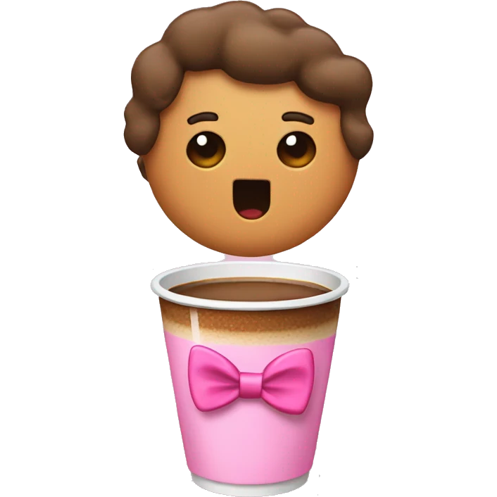 Cold coffee with a pink bow tie emoji