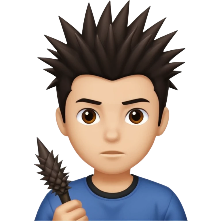 Hair in one spike on a boy emoji