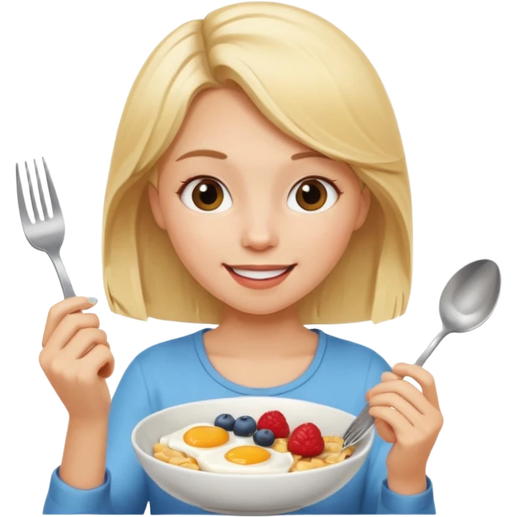 haz una chica rubia desayunando emoji