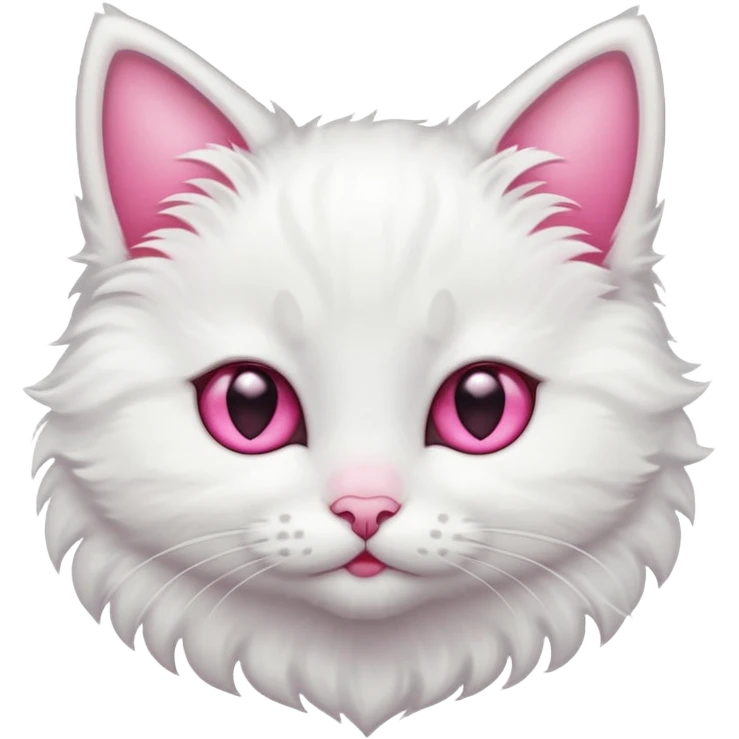 White kitten with pink heart eyes emoji
