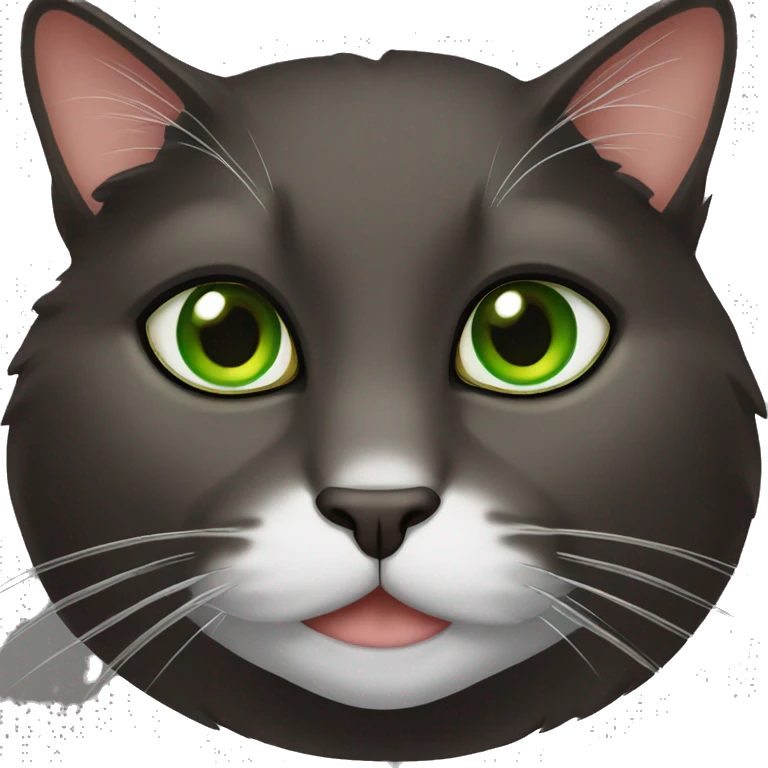 Dark brown Tuxedo cat with green eyes emoji