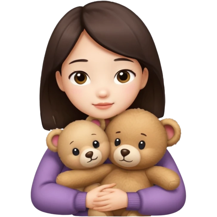 Little chinese girl – hugging a teddy bear.
 emoji