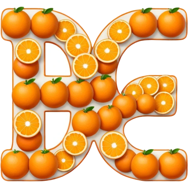 Oranges arranged in the shape of the letters "NGF" emoji