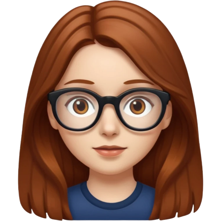 White girl with long chestnut hair and brown eye glasses  emoji