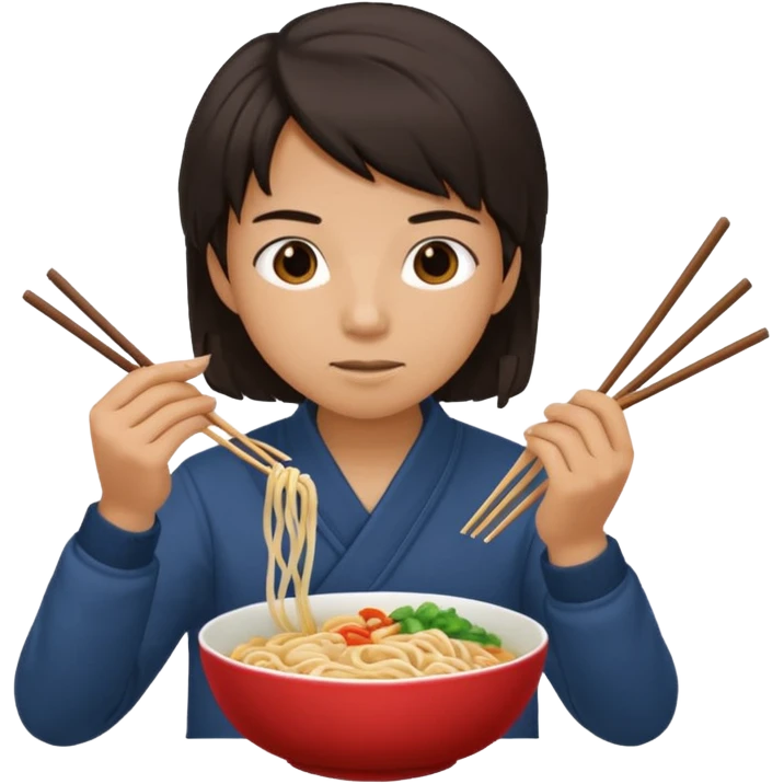 Create a person having noodles dinner. emoji