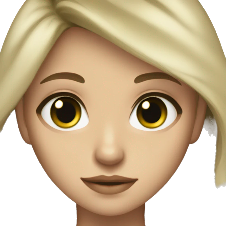 girl with dark green eyes,dark blonde hair, in aesthetic close emoji