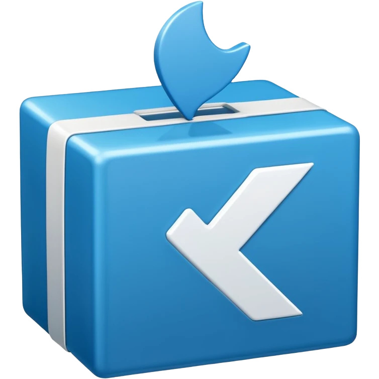 A blue box with a white cartoony checkmark in the middle emoji
