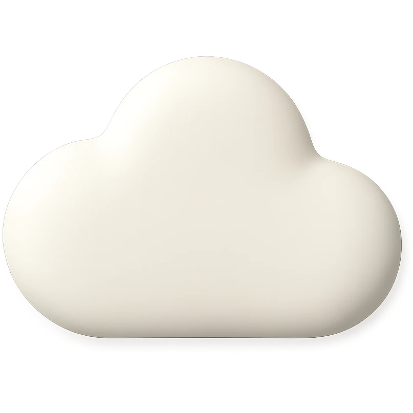 A simple cloud icon with soft puffy edges and a gentle appearance emoji