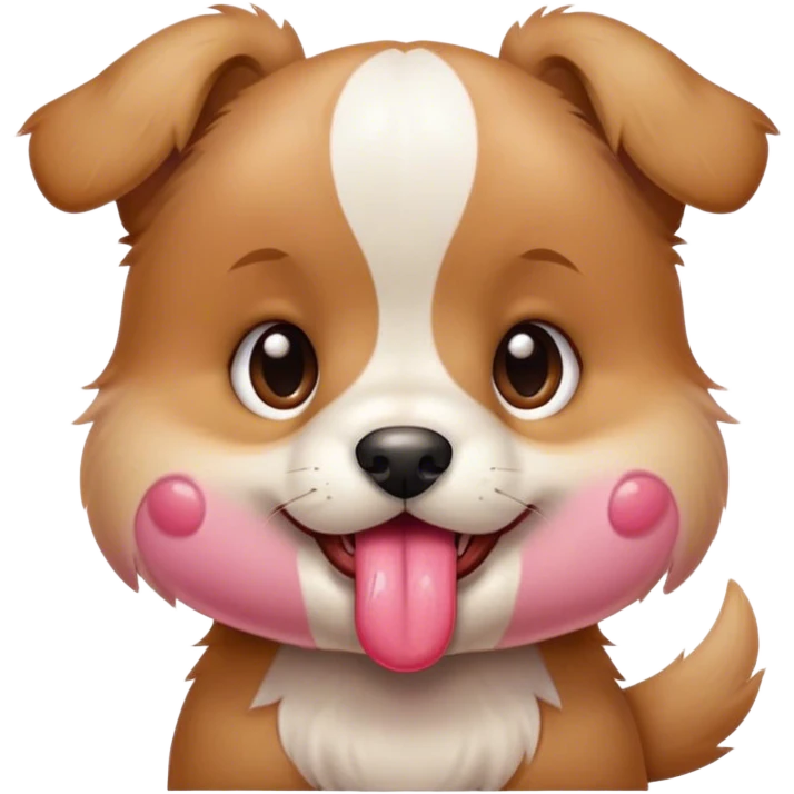 Cute puppy smacking his lips at the sight of delicious food emoji