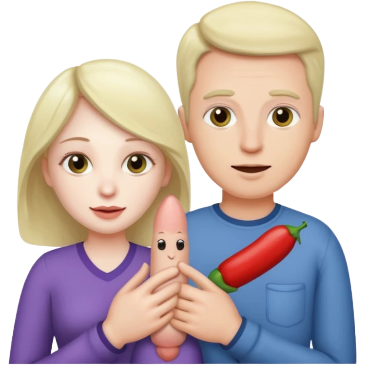 Woman holding husbands penis emoji