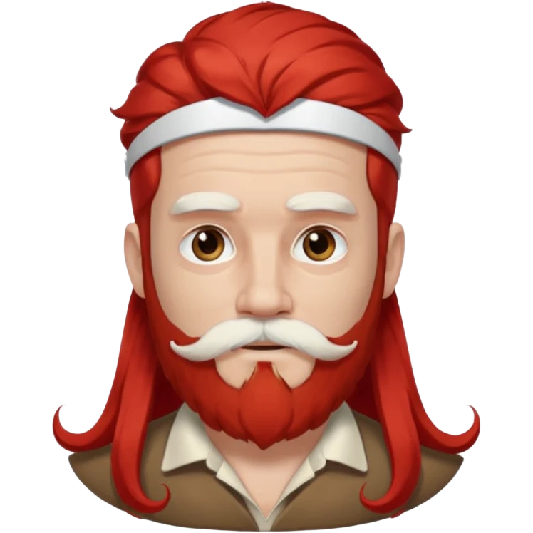 very white bearded and white mustached, red long haired, wearing ear accessories emoji