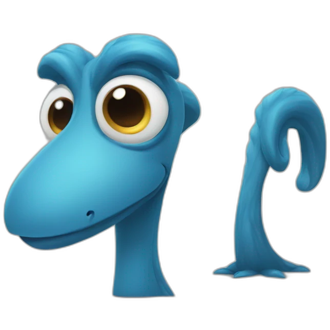 blue long nosed cartoon creature with heavy coat on emoji