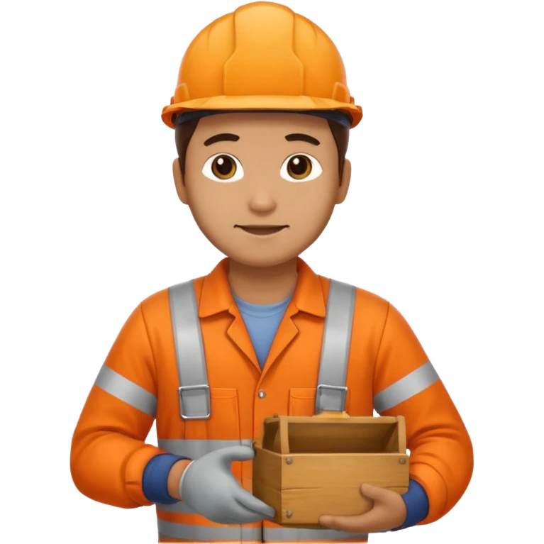 railway engineer, orange overalls carrying a box emoji