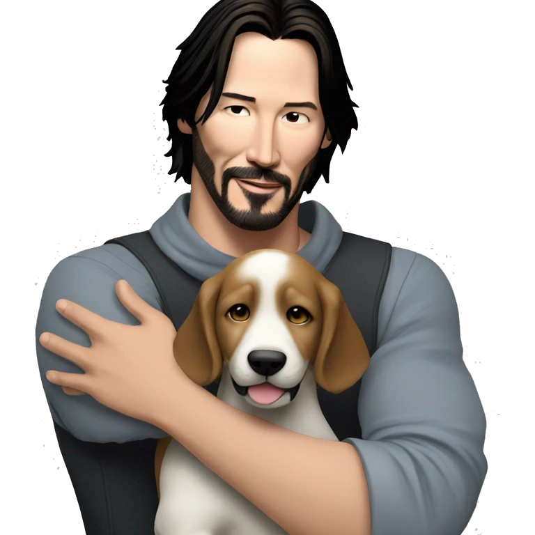 keanu reeves hugging a puppy emoji