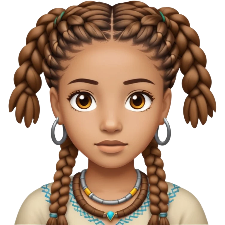 Tan Girl with brown eyes and Fulani braids  emoji