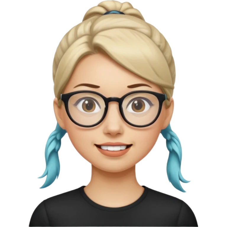  안경쓰고 덧니있는 사람 여자 포니테일 emoji