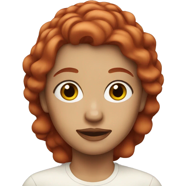 woman with red hair, with brown eyes, with cream on her face emoji