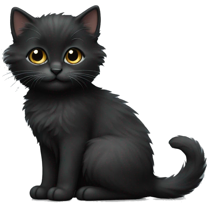Black fluffy kitten with a little bit of gray  emoji